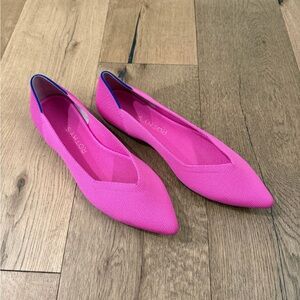 Rothy’s The Point Flats Dragon Fruit Size 8 Knit Neon Pink
